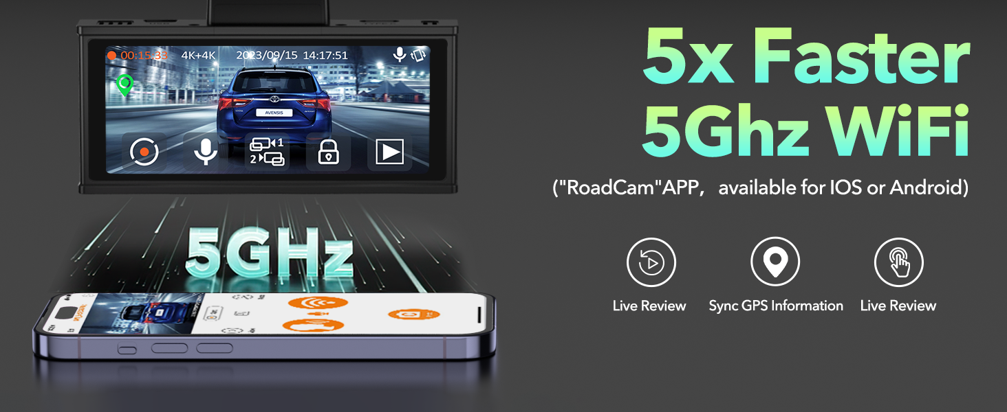 4K Dual Dash Camera Front and Rear with 3.16'' Touch Screen and 128GB Card